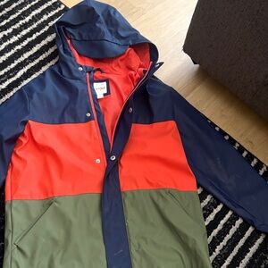 Cat & Jack Navy, Red & Olive Colorblock Hooded Raincoat